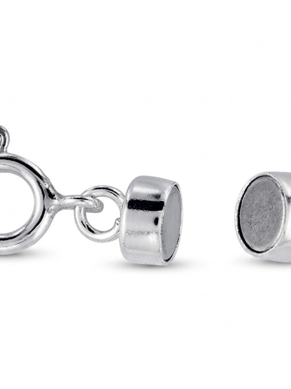 Solid 14K White Gold Magnetic Necklace Clasp Converter with Spring Ring
